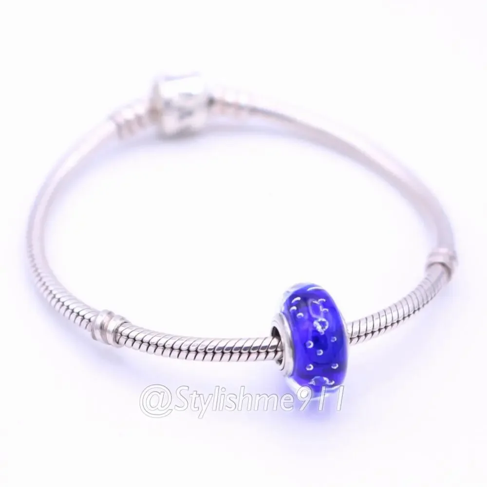 Authentic PANDORA Dark Blue Effervescence Glass Charm